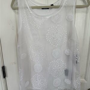 Simply Vera Vera Wang White Embroidered Tank Top - lace front w/ lining